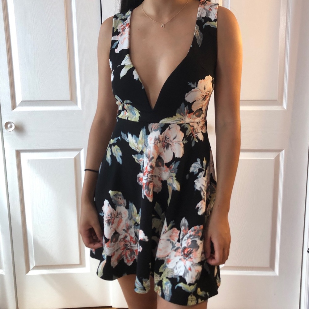 plunging floral dress